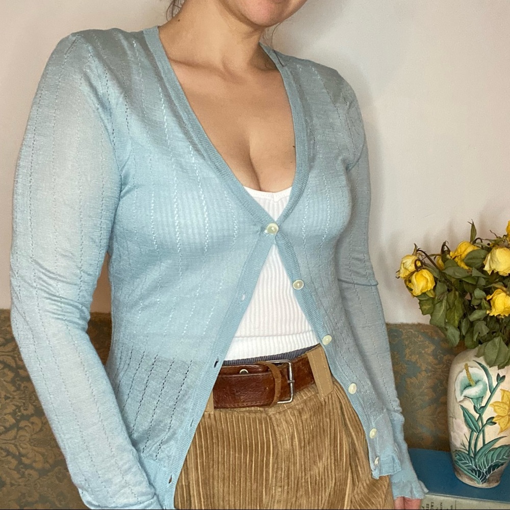 Club Monaco pastel blue silk cardigan